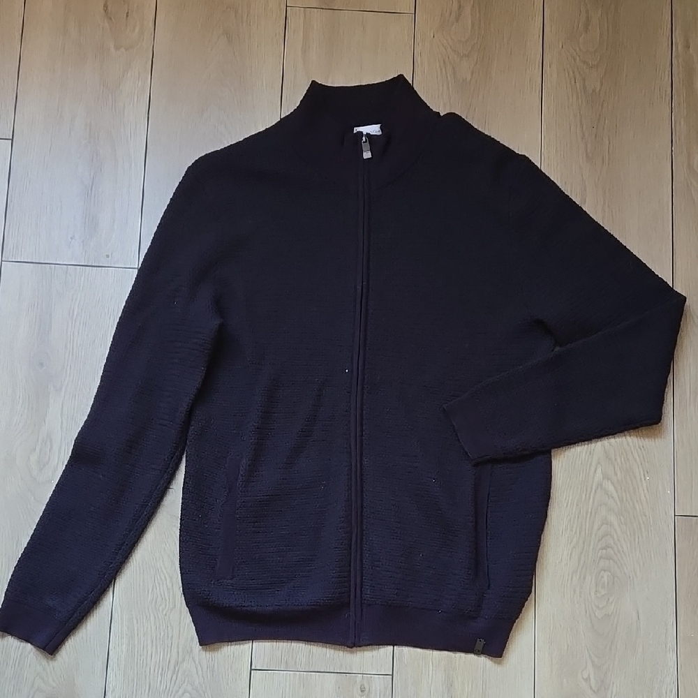 NWOT CALVIN KLEIN Deep Purple Full Zip Cardigan size L